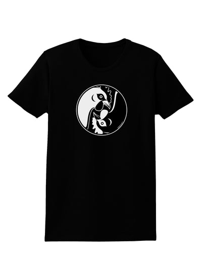 TooLoud Yin Yang Chicken Womens Dark T-Shirt-TooLoud-Black-X-Small-Davson Sales