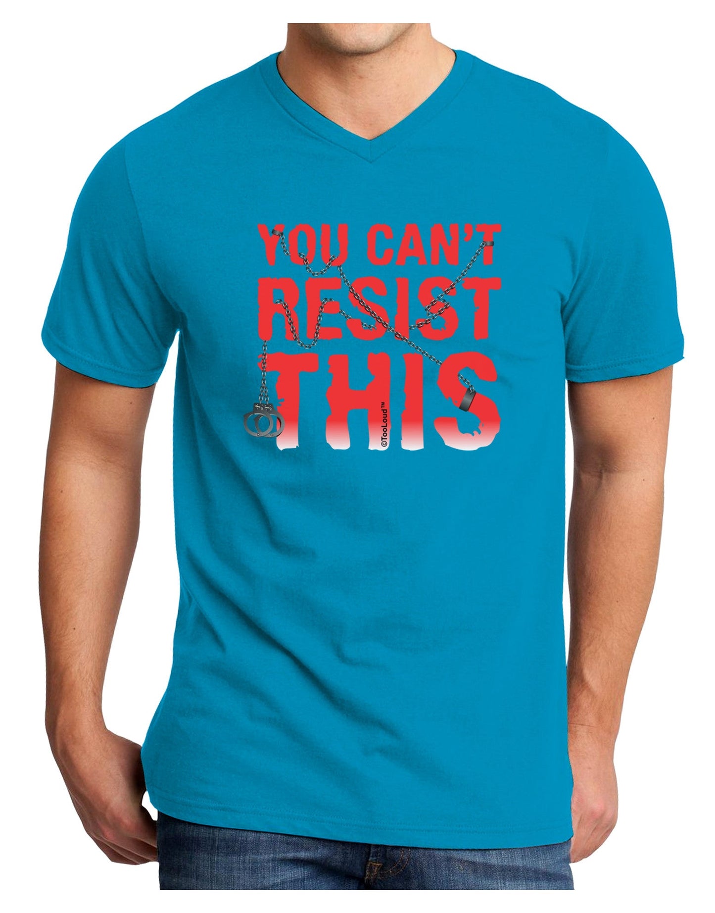 TooLoud You Can't Resist This Adult Dark V-Neck T-Shirt-Mens V-Neck T-Shirt-TooLoud-Turquoise-Small-Davson Sales