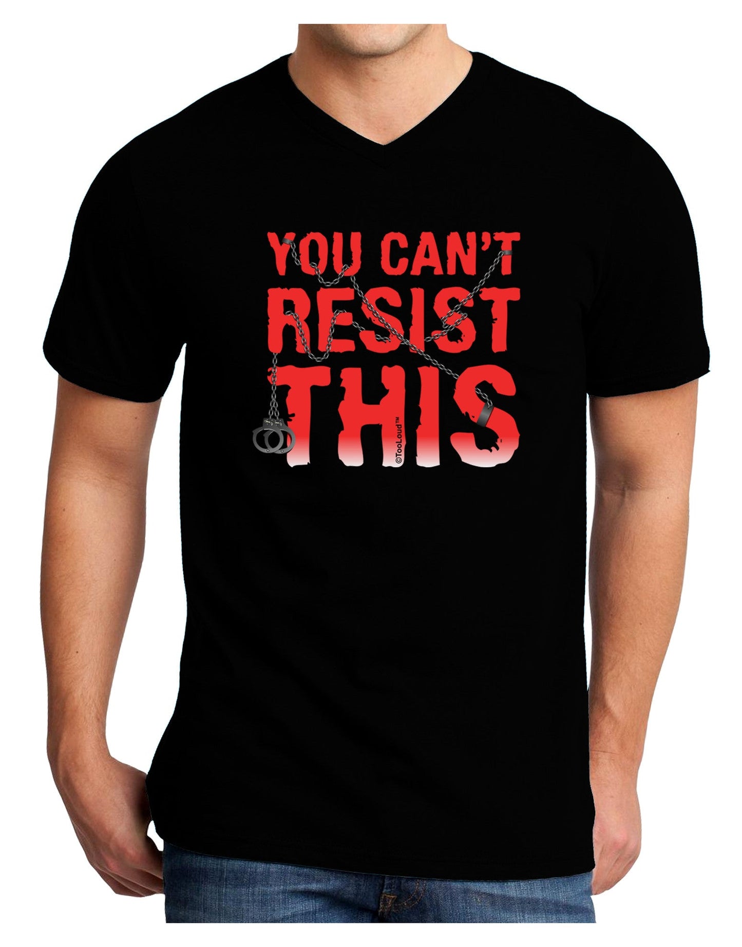 TooLoud You Can't Resist This Adult Dark V-Neck T-Shirt-Mens V-Neck T-Shirt-TooLoud-Black-Small-Davson Sales