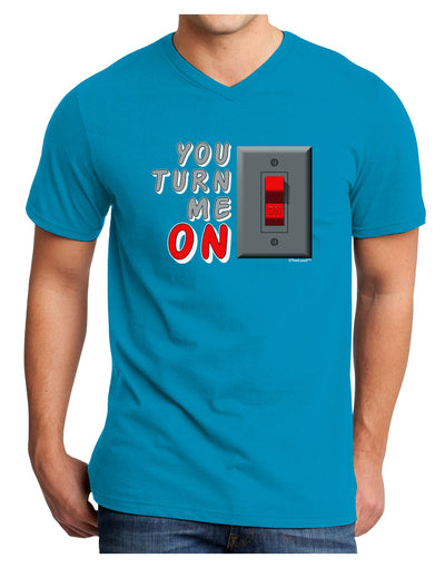 TooLoud You Turn Me On Switch Adult Dark V-Neck T-Shirt-Mens V-Neck T-Shirt-TooLoud-Turquoise-Small-Davson Sales