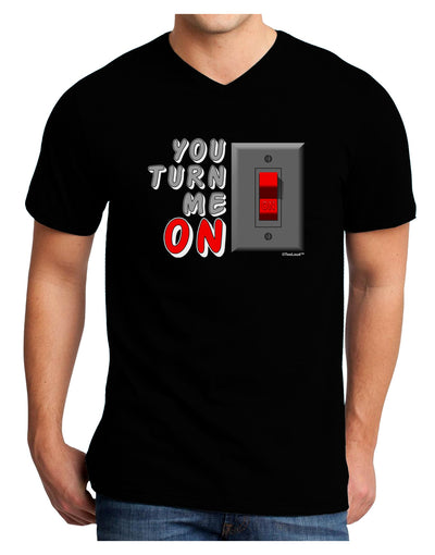 TooLoud You Turn Me On Switch Adult Dark V-Neck T-Shirt-Mens V-Neck T-Shirt-TooLoud-Black-Small-Davson Sales