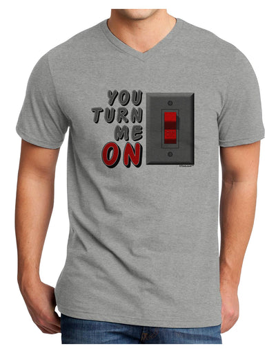 TooLoud You Turn Me On Switch Adult V-Neck T-shirt-Mens V-Neck T-Shirt-TooLoud-HeatherGray-Small-Davson Sales