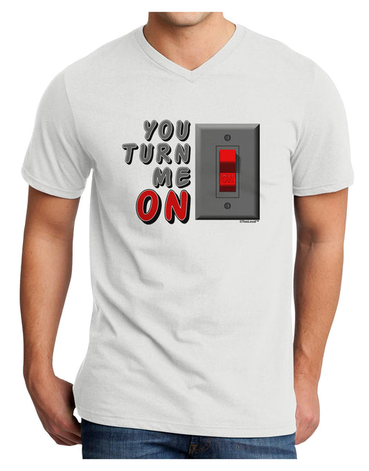 TooLoud You Turn Me On Switch Adult V-Neck T-shirt-Mens V-Neck T-Shirt-TooLoud-White-Small-Davson Sales
