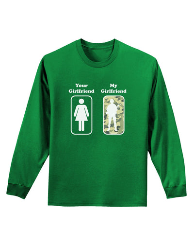 TooLoud Your Girlfriend My Girlfriend Military Adult Long Sleeve Dark T-Shirt-TooLoud-Kelly-Green-Small-Davson Sales