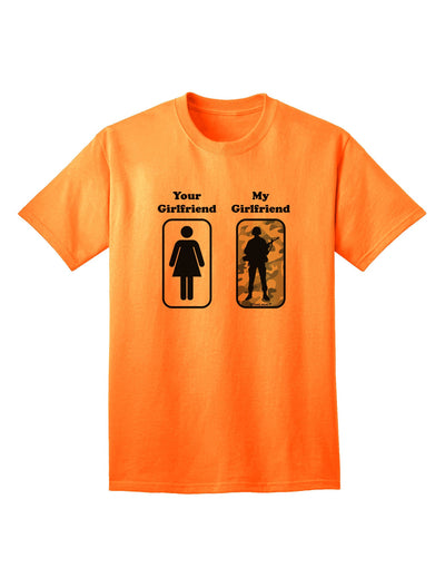 TooLoud Your Girlfriend My Girlfriend Military Adult T-Shirt - Premium Quality for Discerning Adults-Mens T-shirts-TooLoud-Neon-Orange-Small-Davson Sales