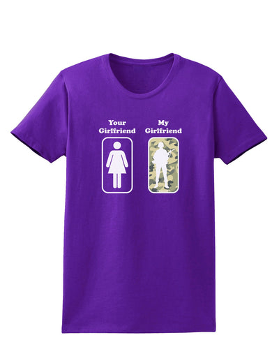 TooLoud Your Girlfriend My Girlfriend Military Womens Dark T-Shirt-TooLoud-Purple-X-Small-Davson Sales