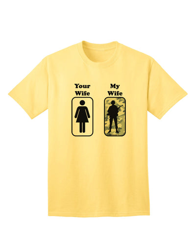 TooLoud Your Wife My Wife Military Adult T-Shirt: A Statement of Pride and Valor-Mens T-shirts-TooLoud-Yellow-Small-Davson Sales