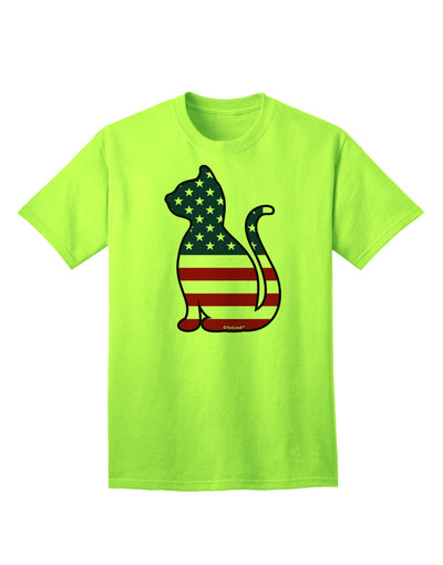 TooLoud presents an exquisite collection of Adult T-Shirts featuring the captivating Patriotic Cat Design-Mens T-shirts-TooLoud-Neon-Green-Small-Davson Sales