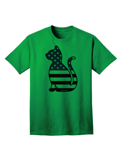 TooLoud presents an exquisite collection of Adult T-Shirts featuring the captivating Patriotic Cat Design-Mens T-shirts-TooLoud-Kelly-Green-Small-Davson Sales