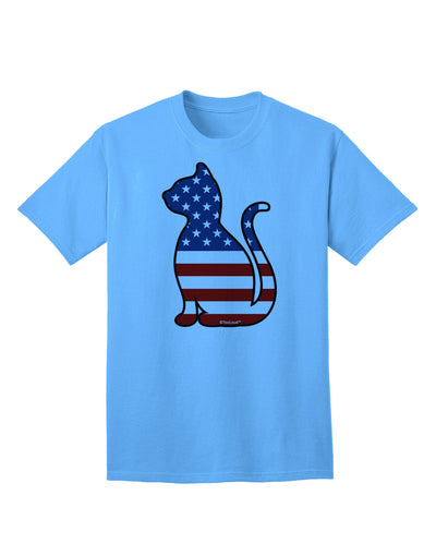 TooLoud presents an exquisite collection of Adult T-Shirts featuring the captivating Patriotic Cat Design-Mens T-shirts-TooLoud-Aquatic-Blue-Small-Davson Sales