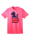 TooLoud presents an exquisite collection of Adult T-Shirts featuring the captivating Patriotic Cat Design-Mens T-shirts-TooLoud-Neon-Pink-Small-Davson Sales