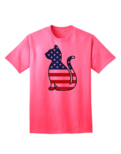 TooLoud presents an exquisite collection of Adult T-Shirts featuring the captivating Patriotic Cat Design-Mens T-shirts-TooLoud-Neon-Pink-Small-Davson Sales