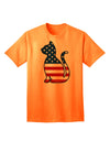 TooLoud presents an exquisite collection of Adult T-Shirts featuring the captivating Patriotic Cat Design-Mens T-shirts-TooLoud-Neon-Orange-Small-Davson Sales