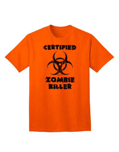 TooLoud presents the Biohazard Adult T-Shirt: A Certified Zombie Killer-Mens T-shirts-TooLoud-Orange-Small-Davson Sales