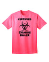 TooLoud presents the Biohazard Adult T-Shirt: A Certified Zombie Killer-Mens T-shirts-TooLoud-Neon-Pink-Small-Davson Sales