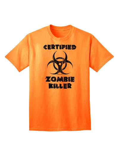 TooLoud presents the Biohazard Adult T-Shirt: A Certified Zombie Killer-Mens T-shirts-TooLoud-Neon-Orange-Small-Davson Sales