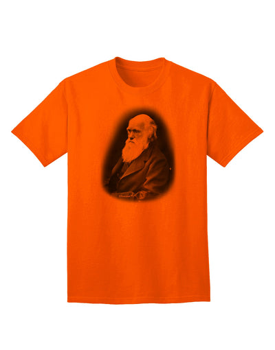 TooLoud presents the Charles Darwin Black and White Adult T-Shirt for Ecommerce-Mens T-shirts-TooLoud-Orange-Small-Davson Sales