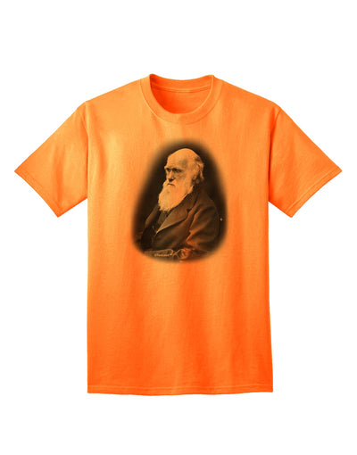 TooLoud presents the Charles Darwin Black and White Adult T-Shirt for Ecommerce-Mens T-shirts-TooLoud-Neon-Orange-Small-Davson Sales