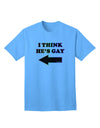 TooLoud presents the I Think He's Gay Left Adult T-Shirt for a stylish and inclusive fashion statement.-Mens T-shirts-TooLoud-Aquatic-Blue-Small-Davson Sales