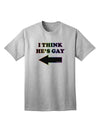 TooLoud presents the I Think He's Gay Left Adult T-Shirt for a stylish and inclusive fashion statement.-Mens T-shirts-TooLoud-AshGray-Small-Davson Sales