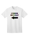 TooLoud presents the I Think He's Gay Left Adult T-Shirt for a stylish and inclusive fashion statement.-Mens T-shirts-TooLoud-White-Small-Davson Sales