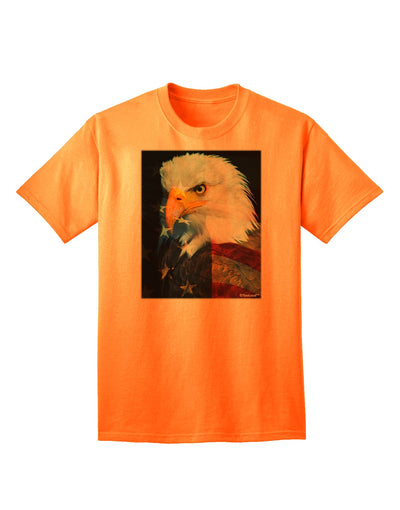 TooLoud presents the Patriotic Bald Eagle - American Flag Adult T-Shirt-Mens T-shirts-TooLoud-Neon-Orange-Small-Davson Sales