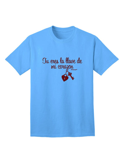 TooLoud presents the Tu Eres La Llave De Mi Corazon Adult T-Shirt, a must-have for fashion-forward individuals.-Mens T-shirts-TooLoud-Aquatic-Blue-Small-Davson Sales