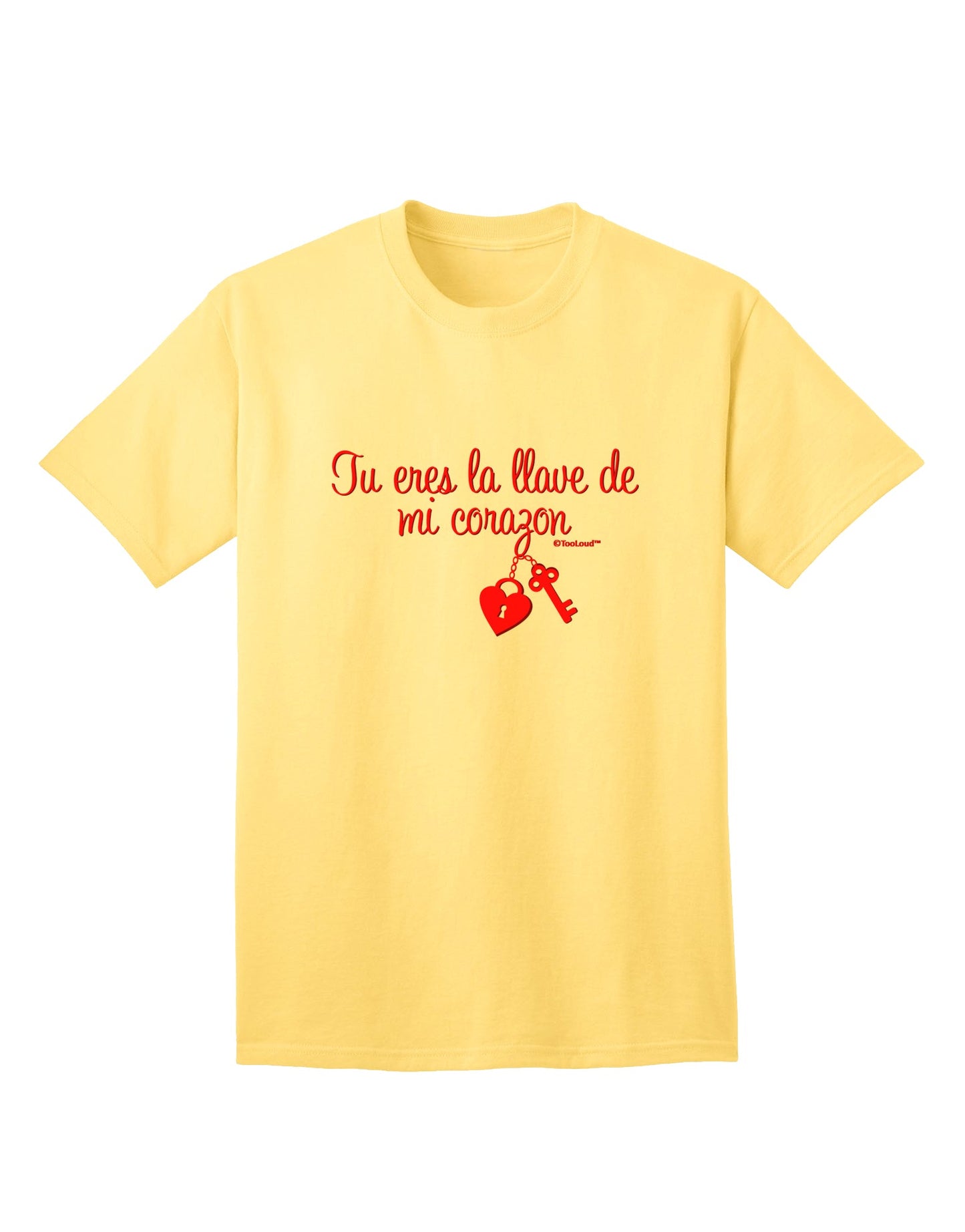 TooLoud presents the Tu Eres La Llave De Mi Corazon Adult T-Shirt, a must-have for fashion-forward individuals.-Mens T-shirts-TooLoud-Yellow-Small-Davson Sales