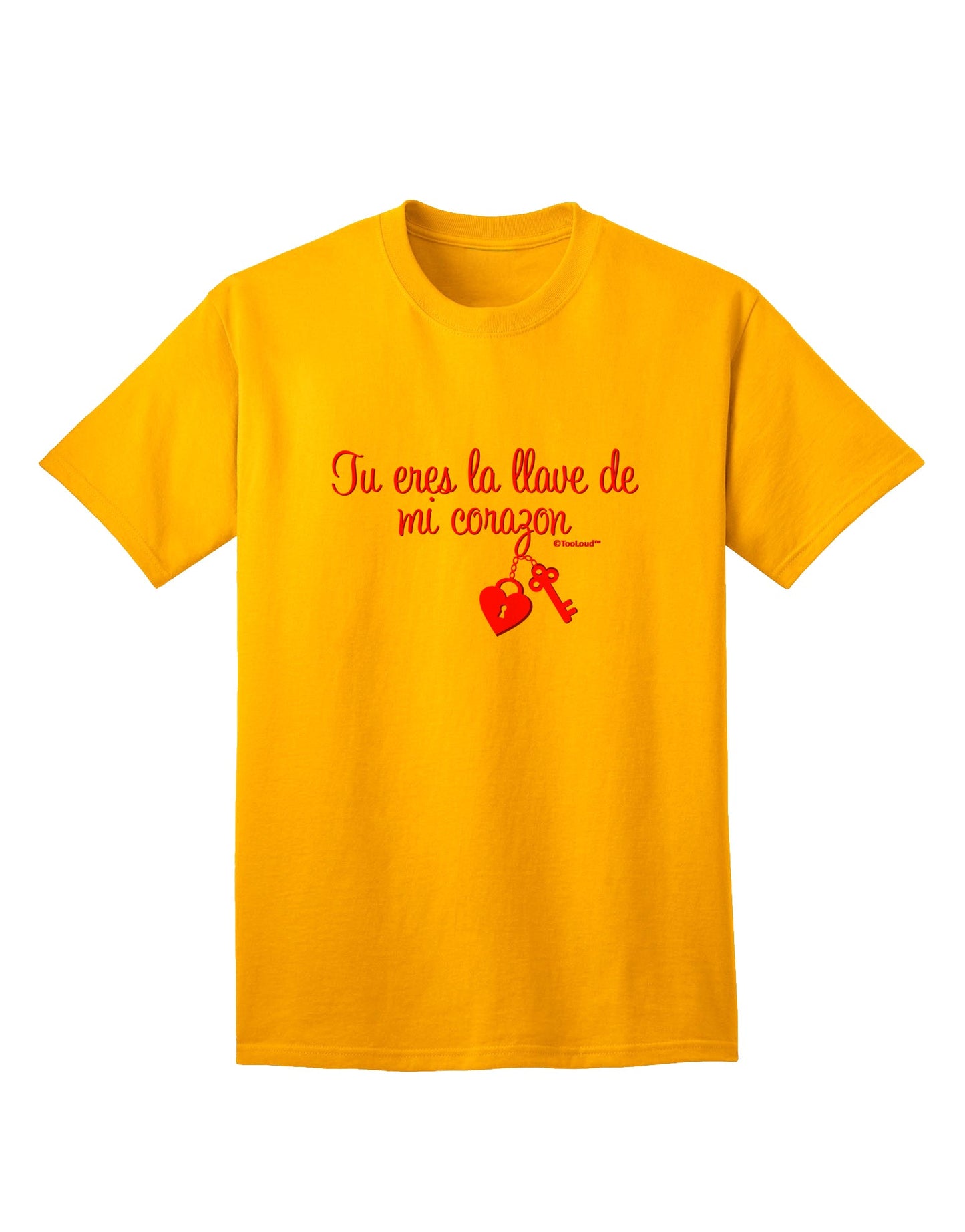 TooLoud presents the Tu Eres La Llave De Mi Corazon Adult T-Shirt, a must-have for fashion-forward individuals.-Mens T-shirts-TooLoud-Gold-Small-Davson Sales