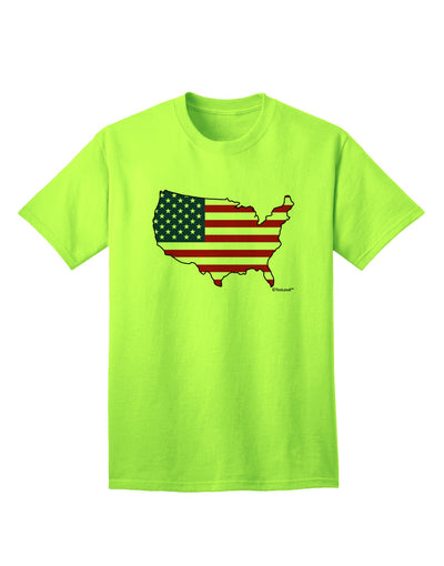 TooLoud presents the United States Cutout - Adult T-Shirt with an American Flag Design-Mens T-shirts-TooLoud-Neon-Green-Small-Davson Sales