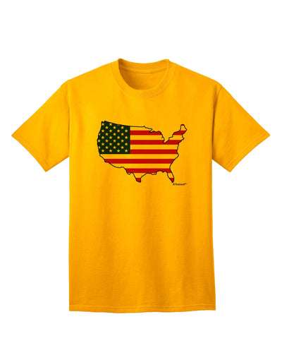 TooLoud presents the United States Cutout - Adult T-Shirt with an American Flag Design-Mens T-shirts-TooLoud-Gold-Small-Davson Sales