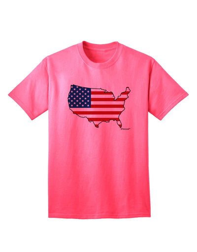 TooLoud presents the United States Cutout - Adult T-Shirt with an American Flag Design-Mens T-shirts-TooLoud-Neon-Pink-Small-Davson Sales