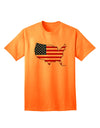 TooLoud presents the United States Cutout - Adult T-Shirt with an American Flag Design-Mens T-shirts-TooLoud-Neon-Orange-Small-Davson Sales