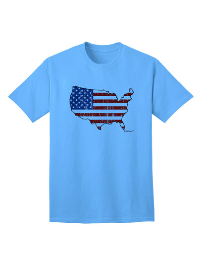 TooLoud presents the United States Cutout - American Flag Distressed Adult T-Shirt-Mens T-shirts-TooLoud-Aquatic-Blue-Small-Davson Sales