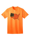 TooLoud presents the United States Cutout - American Flag Distressed Adult T-Shirt-Mens T-shirts-TooLoud-Neon-Orange-Small-Davson Sales