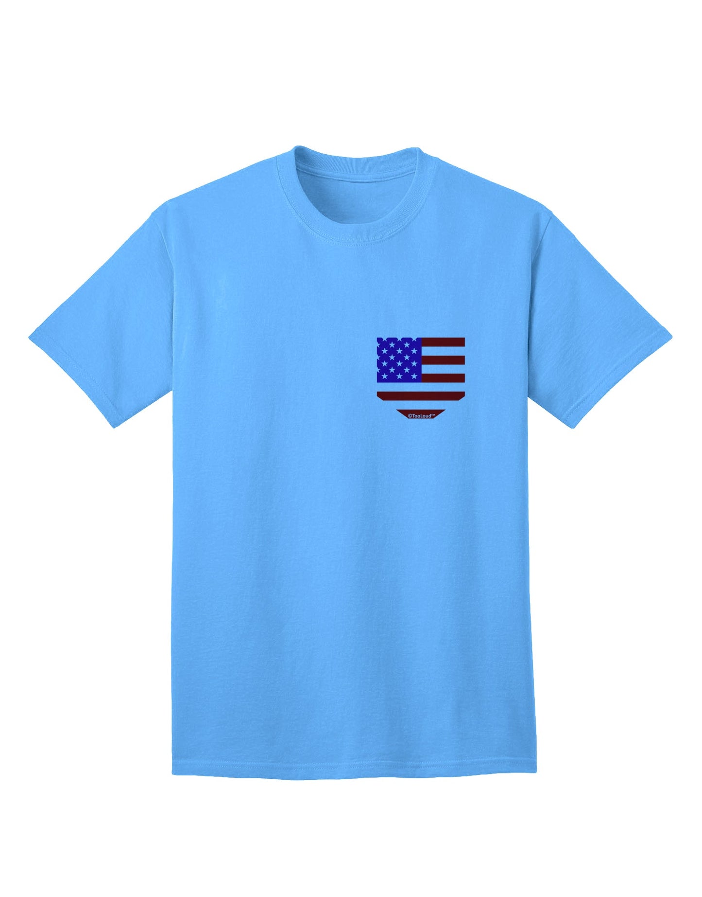 TooLoud presents the exquisite American Flag Faux Pocket Design Adult T-Shirt-Mens T-shirts-TooLoud-Aquatic-Blue-Small-Davson Sales