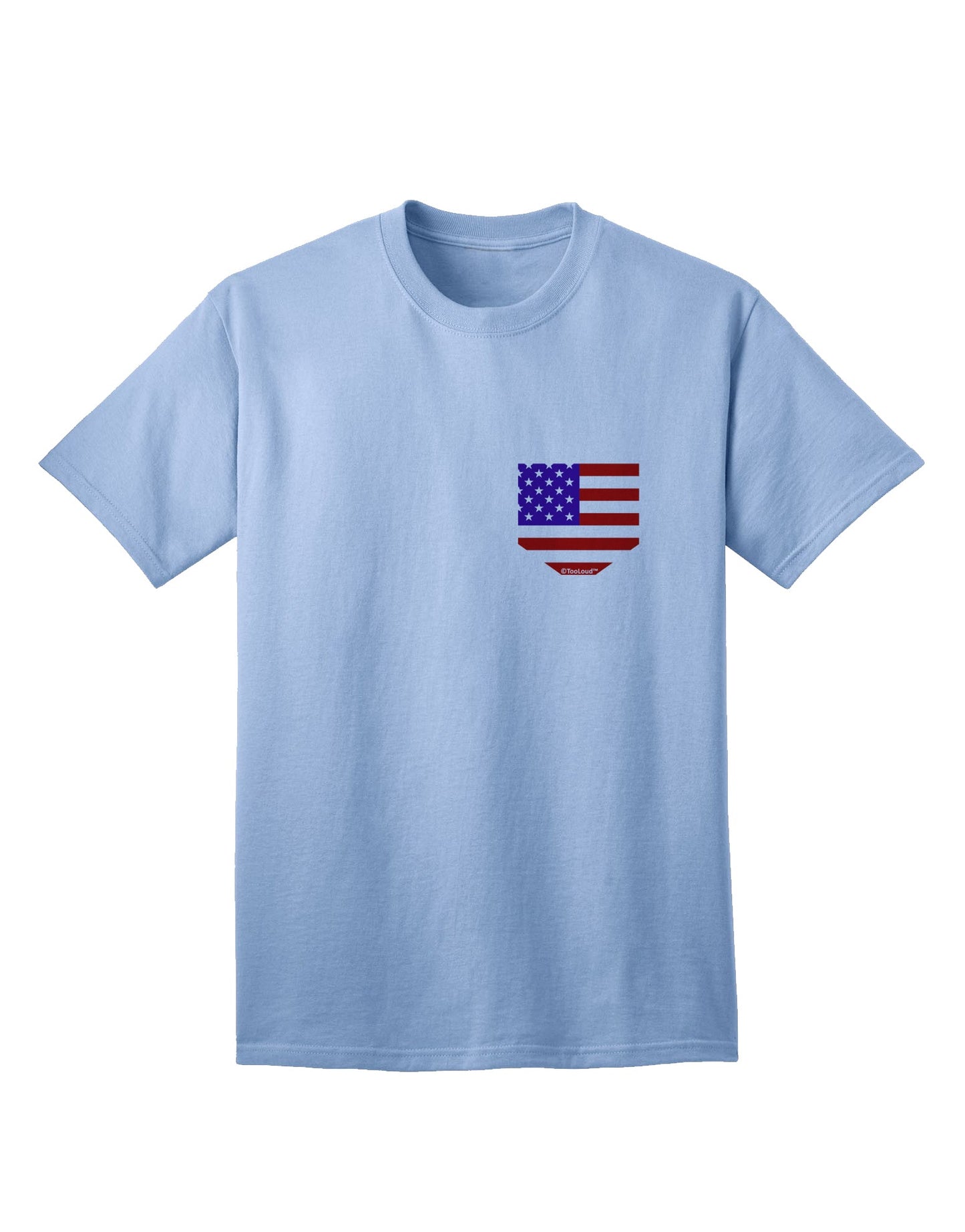 TooLoud presents the exquisite American Flag Faux Pocket Design Adult T-Shirt-Mens T-shirts-TooLoud-Light-Blue-Small-Davson Sales