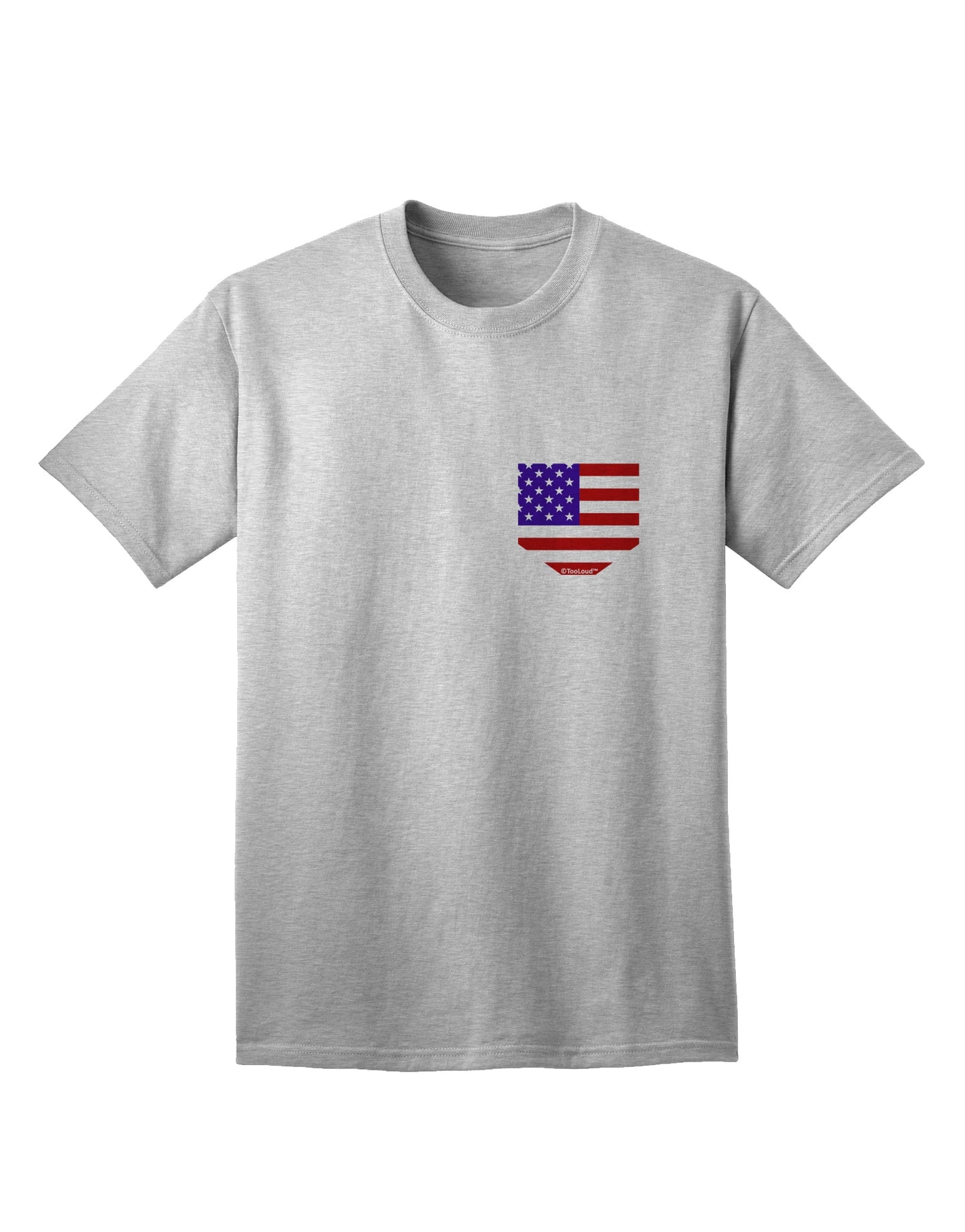 TooLoud presents the exquisite American Flag Faux Pocket Design Adult T-Shirt-Mens T-shirts-TooLoud-AshGray-Small-Davson Sales