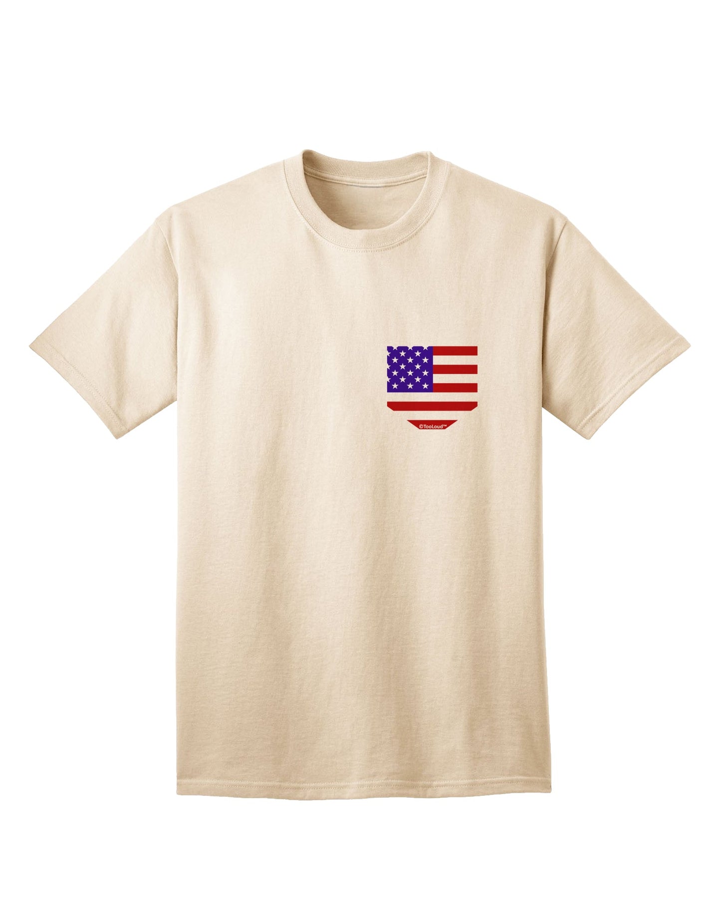 TooLoud presents the exquisite American Flag Faux Pocket Design Adult T-Shirt-Mens T-shirts-TooLoud-Natural-Small-Davson Sales