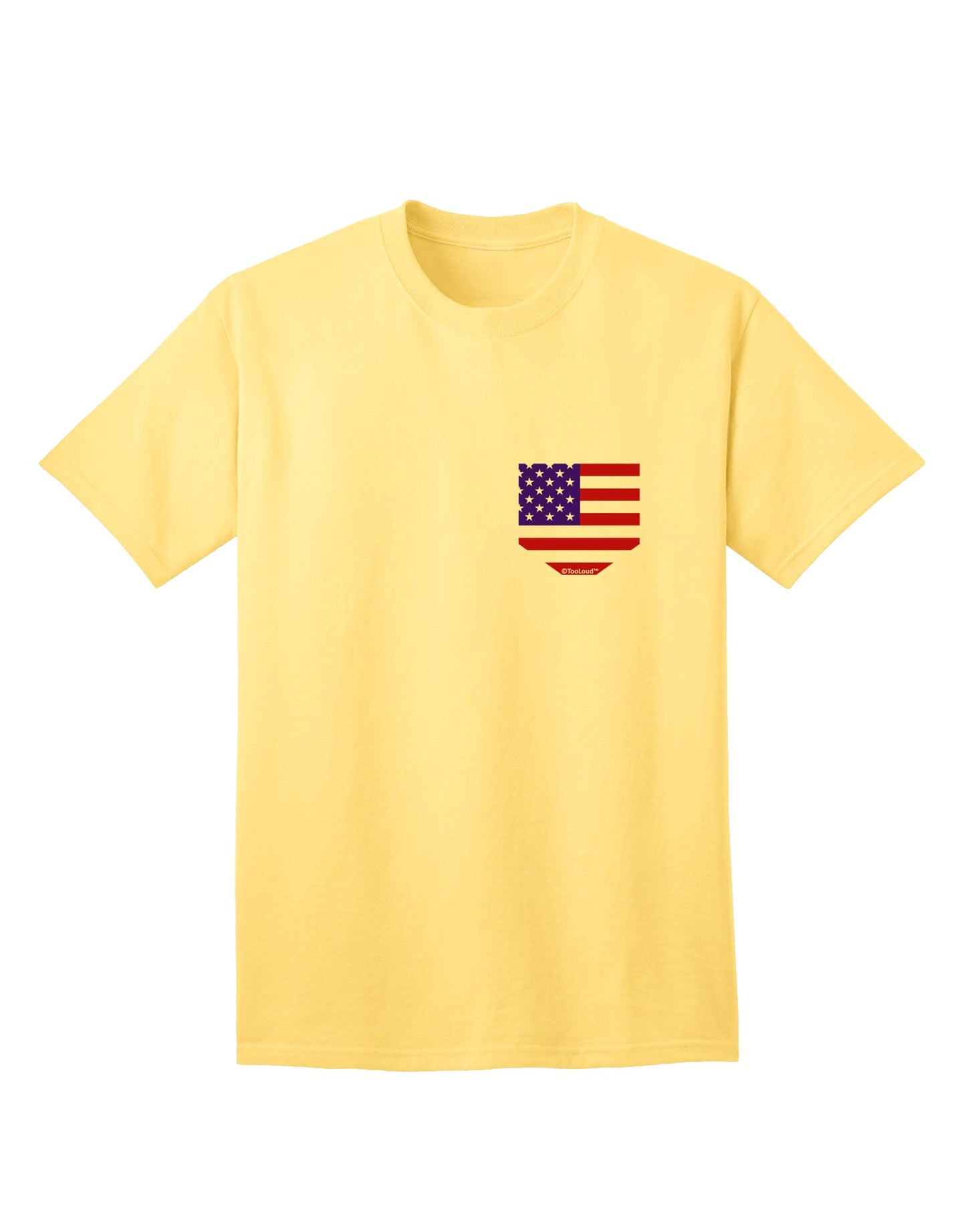 TooLoud presents the exquisite American Flag Faux Pocket Design Adult T-Shirt-Mens T-shirts-TooLoud-Yellow-Small-Davson Sales
