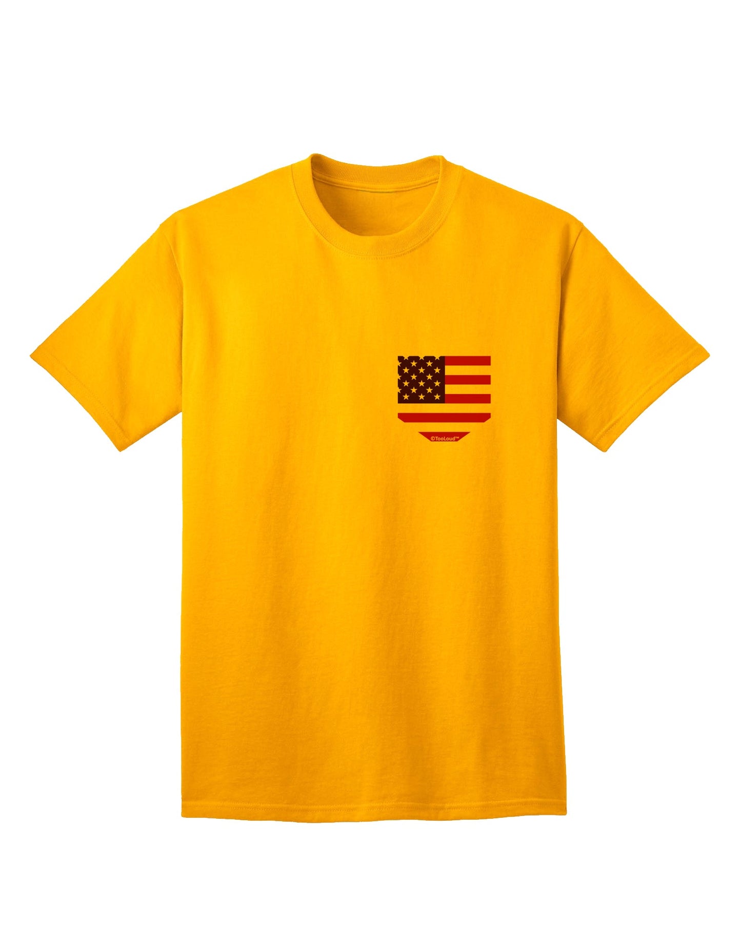 TooLoud presents the exquisite American Flag Faux Pocket Design Adult T-Shirt-Mens T-shirts-TooLoud-Gold-Small-Davson Sales