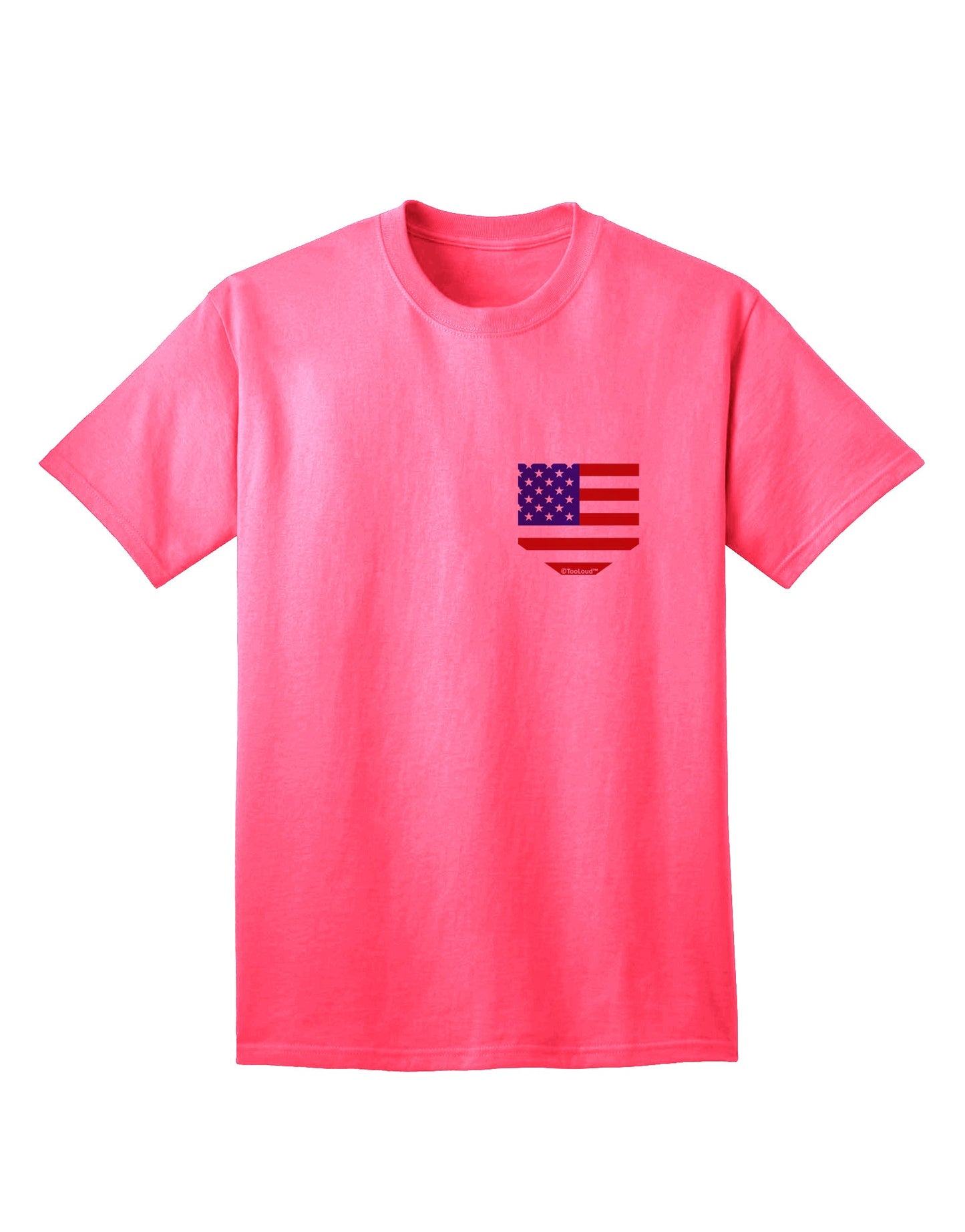 TooLoud presents the exquisite American Flag Faux Pocket Design Adult T-Shirt-Mens T-shirts-TooLoud-Neon-Pink-Small-Davson Sales