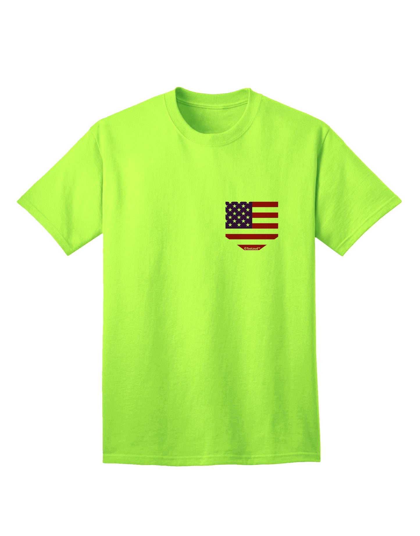 TooLoud presents the exquisite American Flag Faux Pocket Design Adult T-Shirt-Mens T-shirts-TooLoud-Neon-Green-Small-Davson Sales