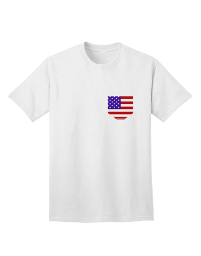 TooLoud presents the exquisite American Flag Faux Pocket Design Adult T-Shirt