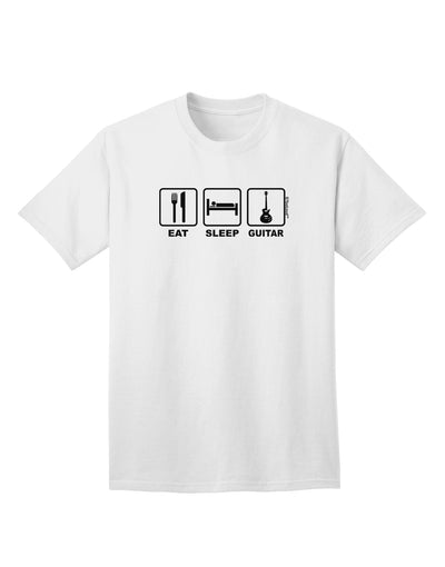 TooLoud presents the exquisite Eat Sleep Guitar Design Adult T-Shirt for discerning music enthusiasts.-Mens T-shirts-TooLoud-White-Small-Davson Sales