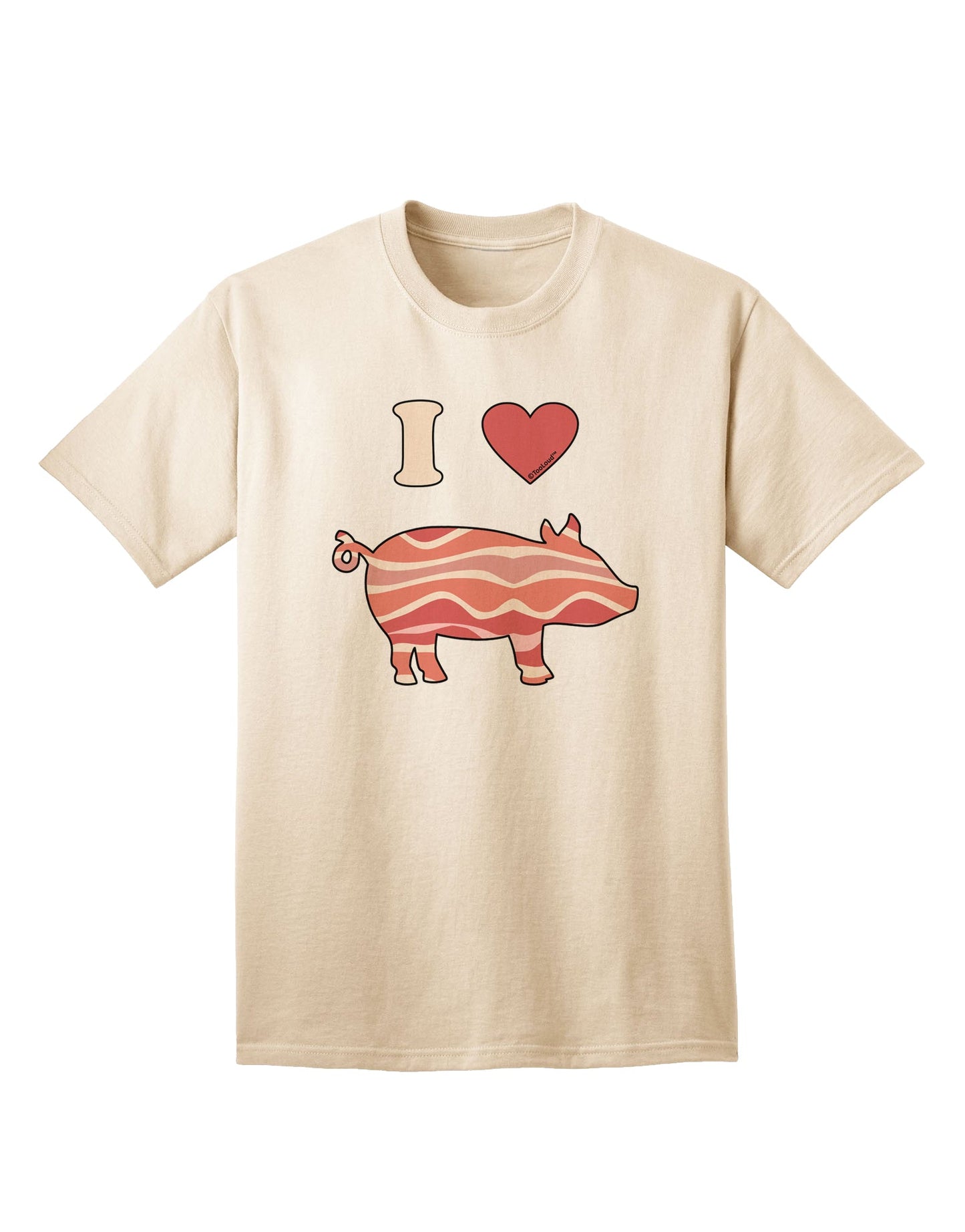TooLoud presents the exquisite I Heart My Bacon Pig Silhouette Adult T-Shirt-Mens T-shirts-TooLoud-Natural-Small-Davson Sales