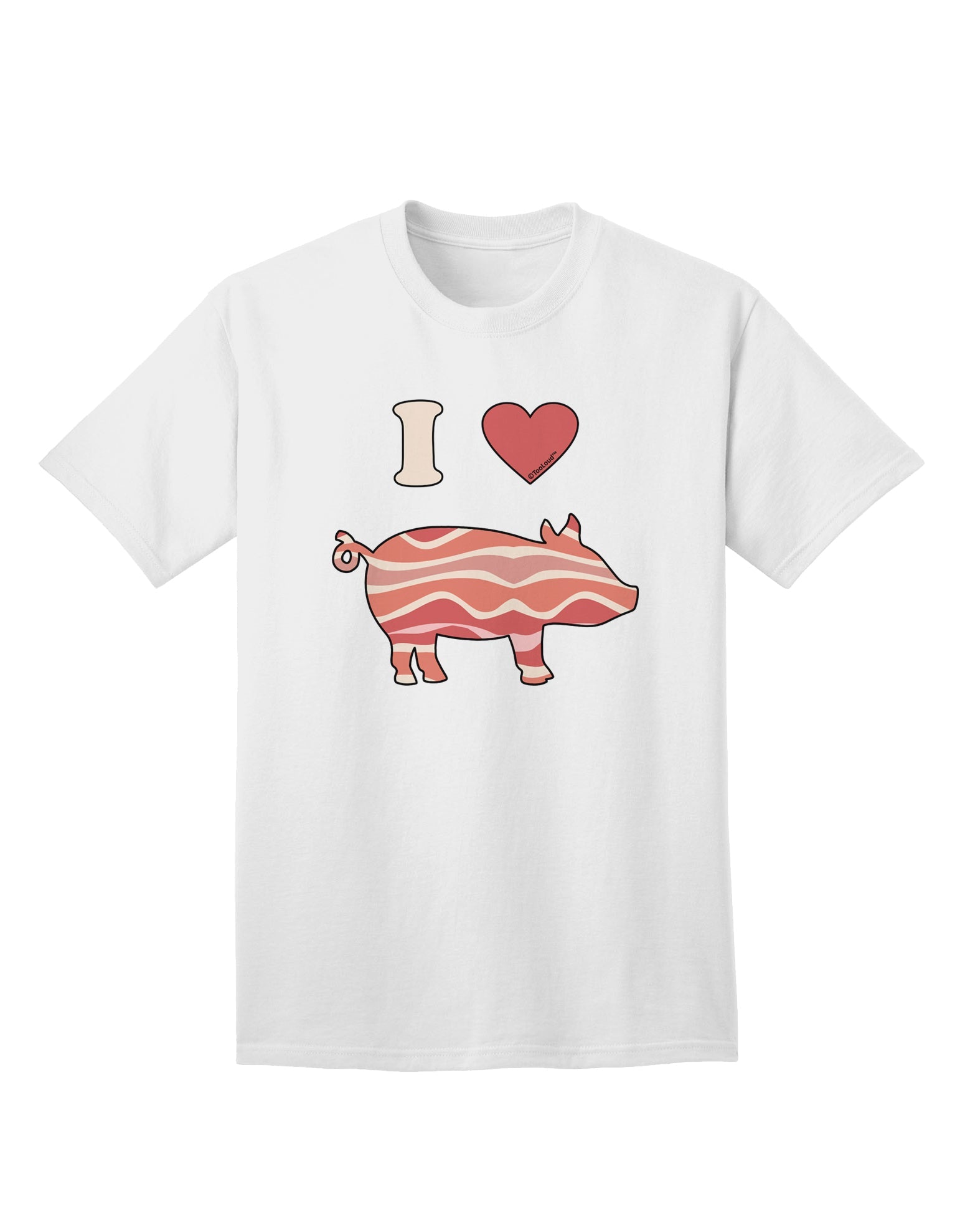 TooLoud presents the exquisite I Heart My Bacon Pig Silhouette Adult T-Shirt-Mens T-shirts-TooLoud-White-Small-Davson Sales