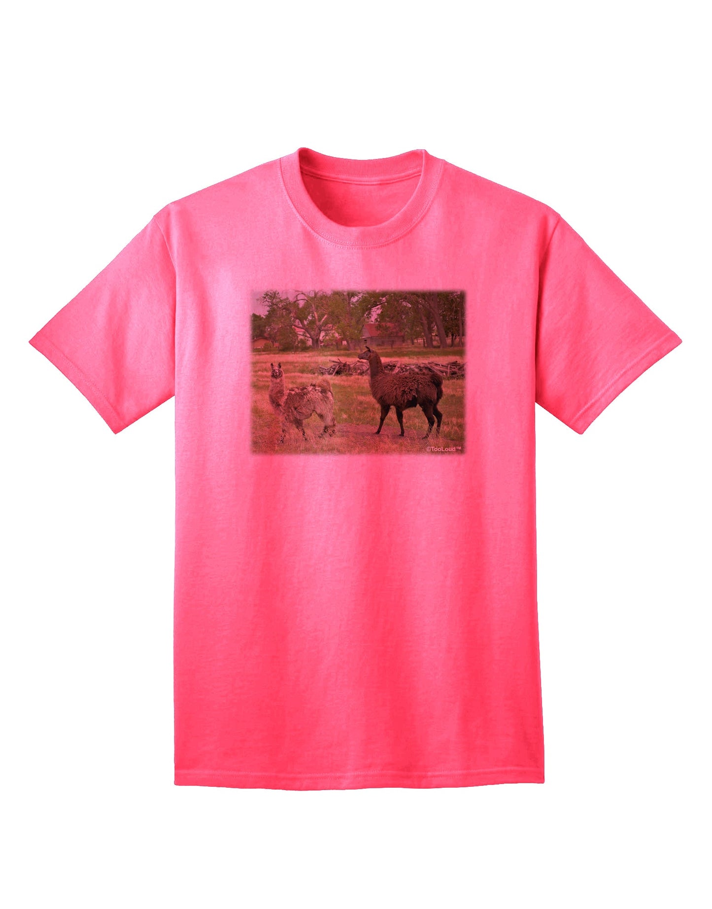 TooLoud presents the exquisite Standing Llamas Adult T-Shirt for your discerning taste in fashion.-Mens T-shirts-TooLoud-Neon-Pink-Small-Davson Sales