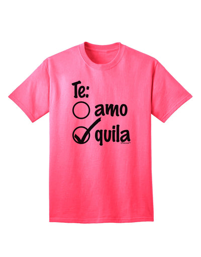 TooLoud presents the exquisite Tequila Checkmark Design Adult T-Shirt-Mens T-shirts-TooLoud-Neon-Pink-Small-Davson Sales