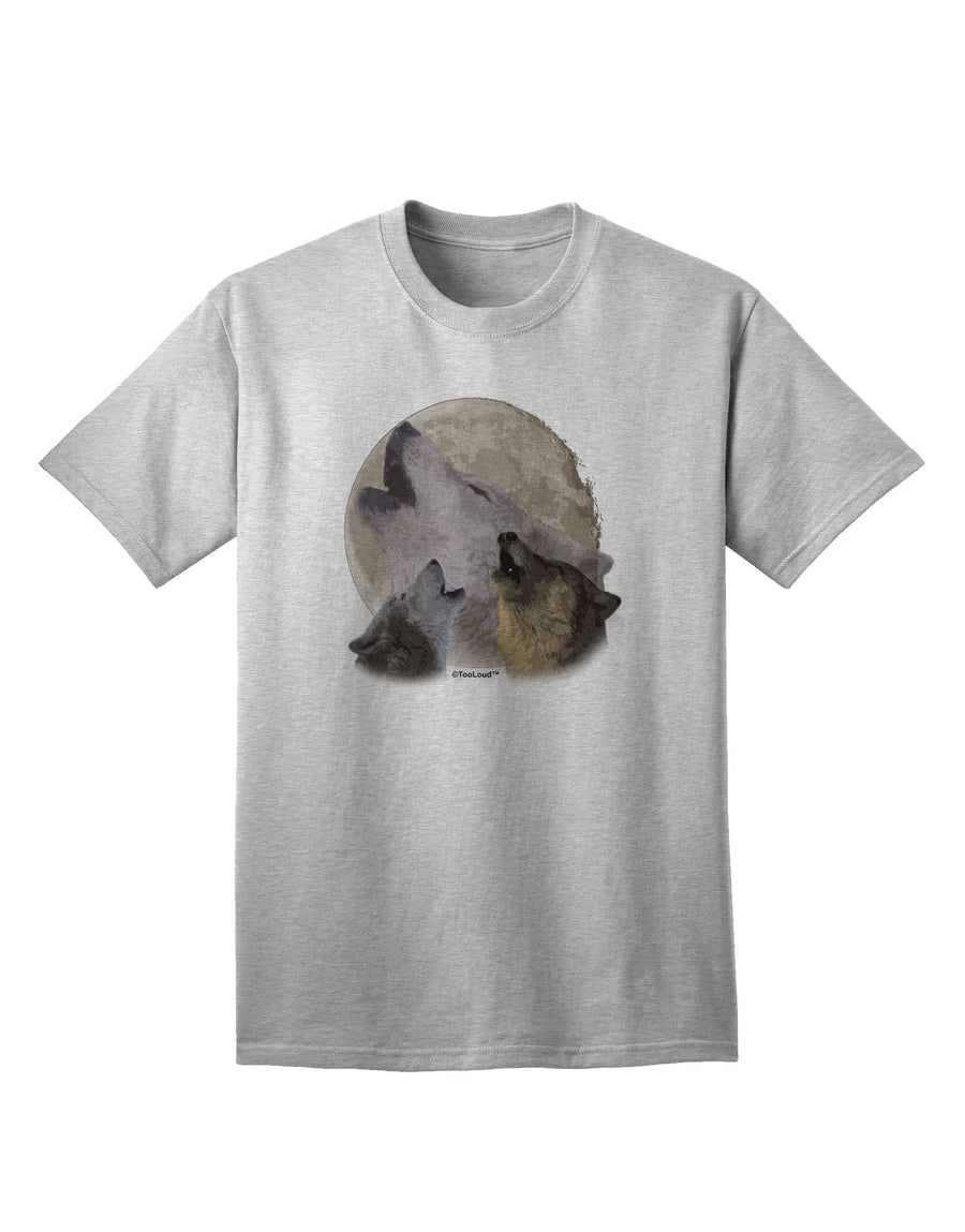 TooLoud's Adult T-Shirt: Captivating Three Wolves Howling at the Moon-Mens T-shirts-TooLoud-White-Small-Davson Sales